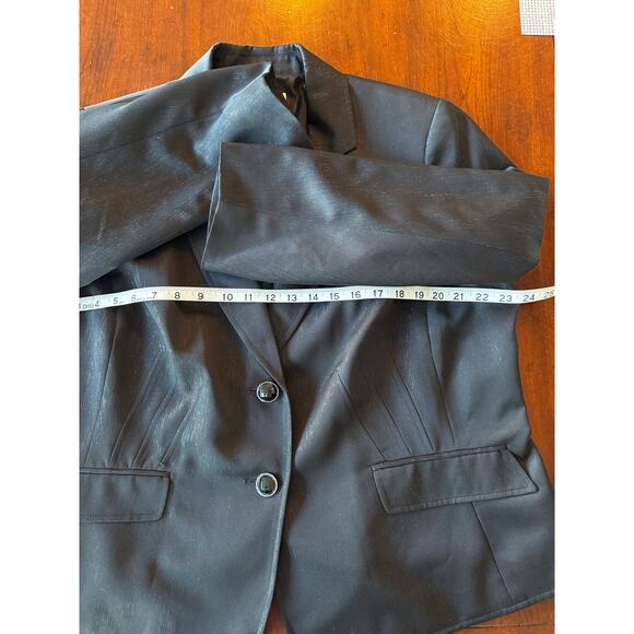 Le Suit 2-Button Evening Blazer Black on Black Metallic Thread Detail Sz 18W - Picture 8 of 11